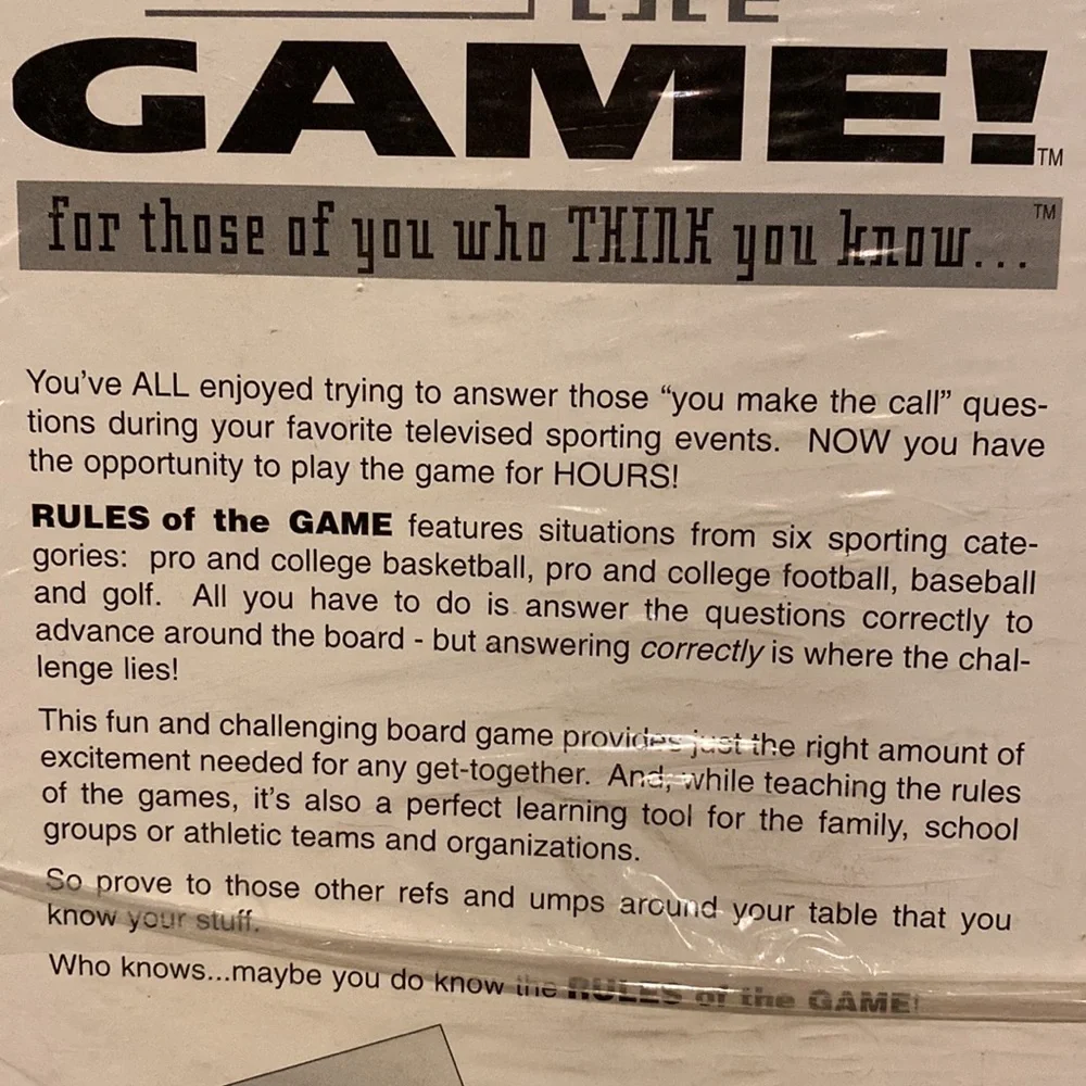 Vintage Board Game, Rules of the Game by Game Technologies Inc., 1995# NWT